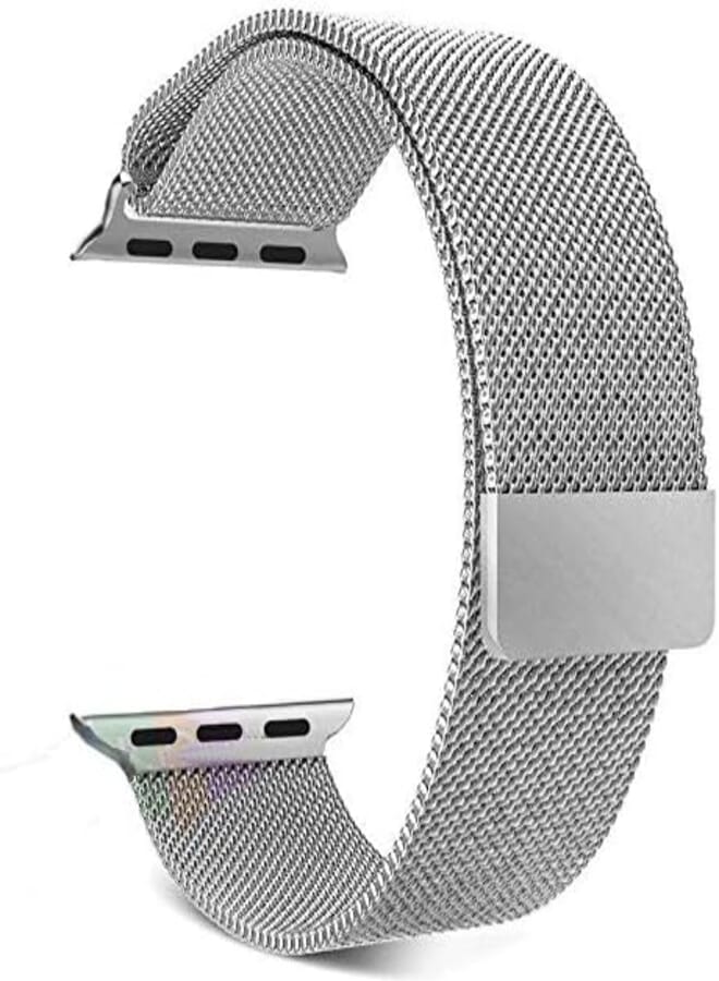 AMERTEER Magnetic Loop Stainless Steel Metal Strap Watch Bands For Apple - 38mm, Silver